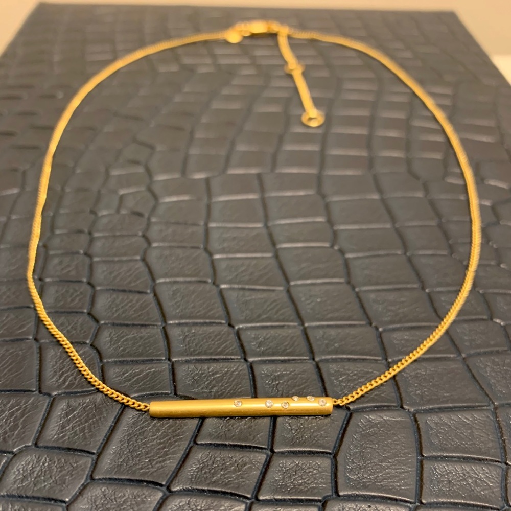 MADEWELL Pave crystal Bar Pendant Necklace - Picture 2 of 8